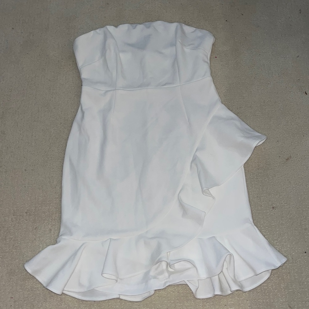 white ruffle mini dress